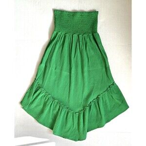 Wild Fable Midi Skirt Women’s Size S Handkerchief Hem Green Smocked Peasant
